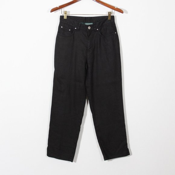 Ralph Lauren Pants - Lauren Jeans Co. Ralph Lauren Linen Pants Black Straight Leg Cropped Size 2P